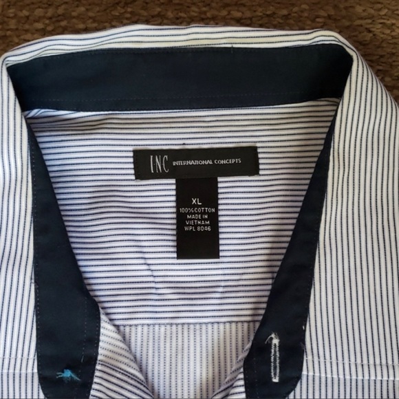 Blue & White Stripe INC International Concepts Long Sleeve Shirt - Picture 2 of 4